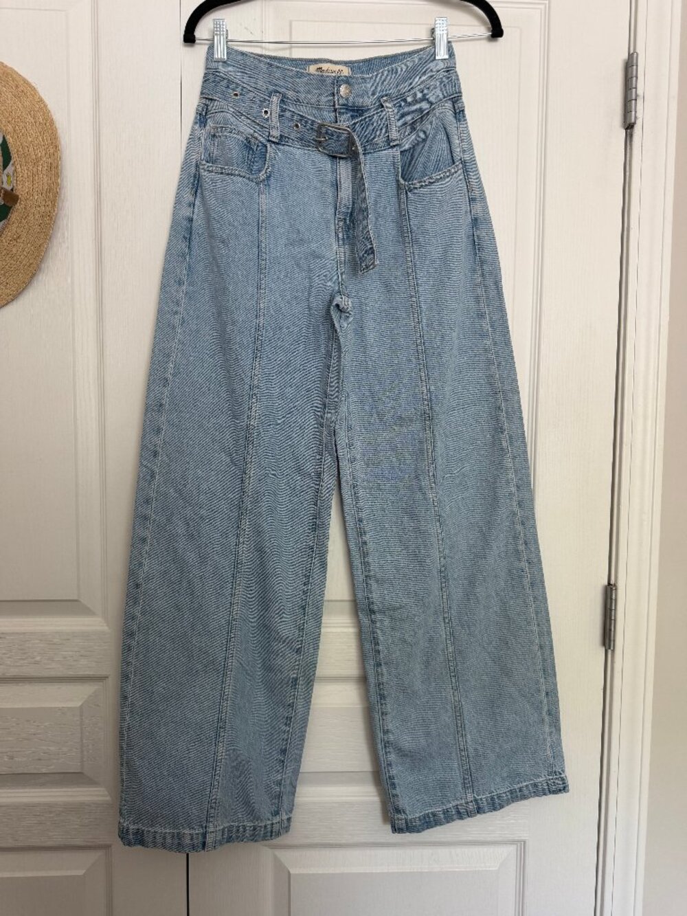 Madewell Belted Wide-Leg Baggy Jeans Light Wash Size 25 NWT
